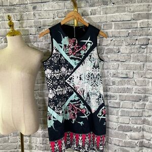 Kenneth Cole New York Geometric Black and Pink Mini Dress